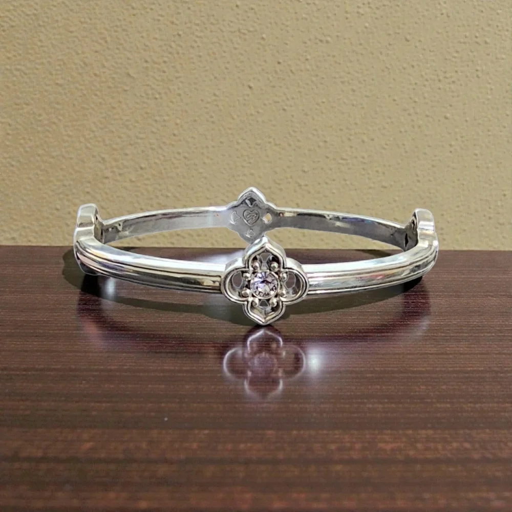 BRIGHTON Toledo Silver-Tone Bracelet with Quatrefoil Design & Swarovski Crystals